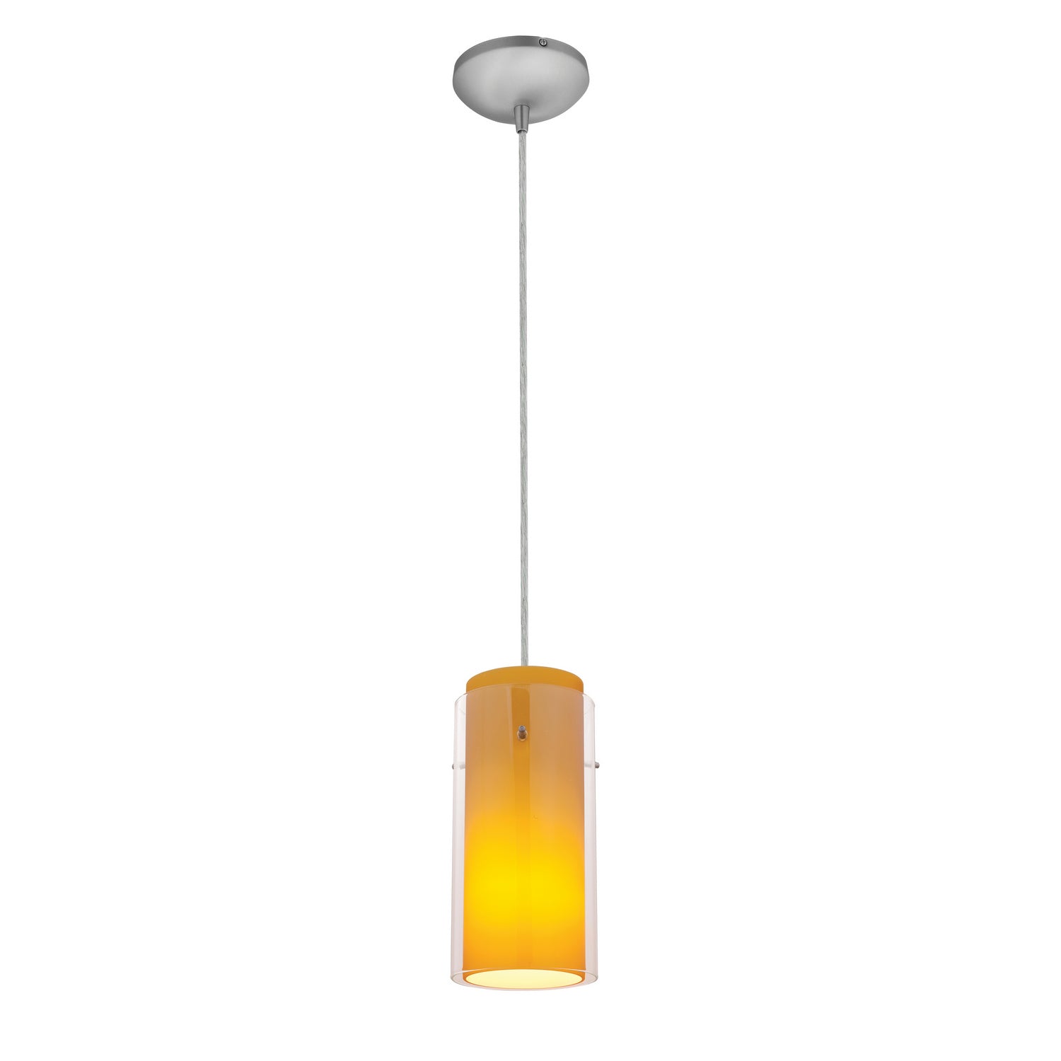 Access - 28033-3C-BS/CLAM - LED Pendant - Glass'n Glass Cylinder - Brushed Steel