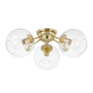 Hudson Valley - 8025-AGB - Three Light Semi Flush Mount - Abbott - Aged Brass