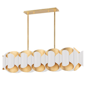 Hudson Valley - 8546-GL/WH - 12 Light Island Pendant - Banks - Gold Leaf/White