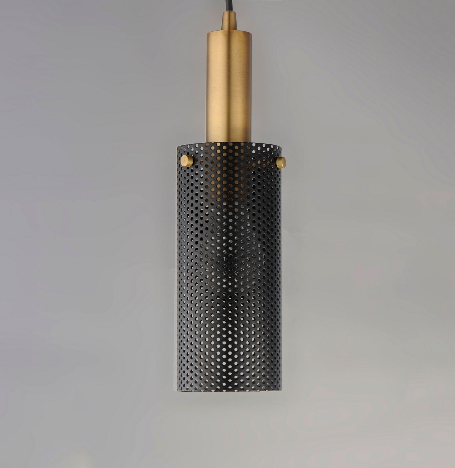 Maxim - 10081BKSBR - One Light Mini Pendant - Perf - Black / Satin Brass