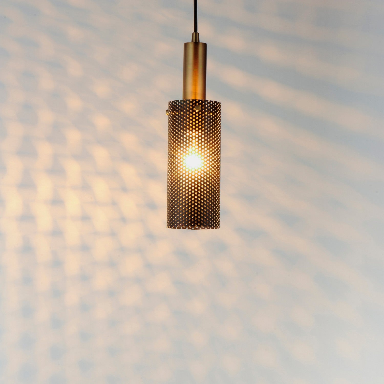 Maxim - 10081BKSBR - One Light Mini Pendant - Perf - Black / Satin Brass