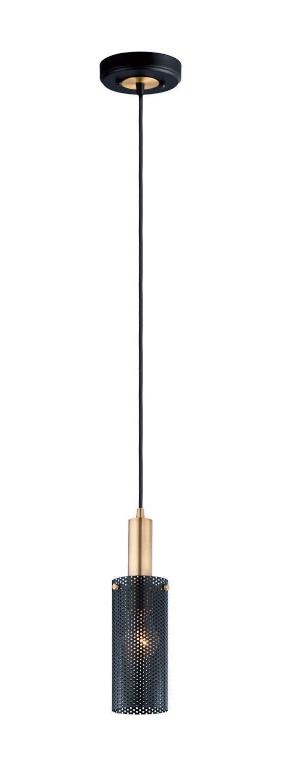 Maxim - 10081BKSBR - One Light Mini Pendant - Perf - Black / Satin Brass