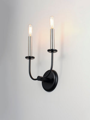 Maxim - 10322BKSN - Two Light Wall Sconce - Wesley - Black / Satin Nickel