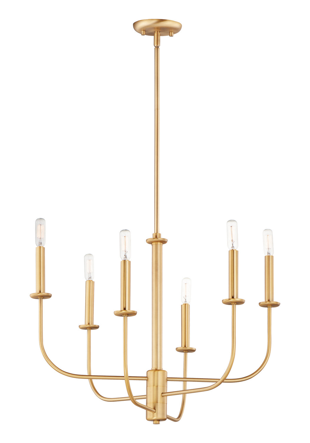 Maxim - 10326SBR - Six Light Chandelier - Wesley - Satin Brass