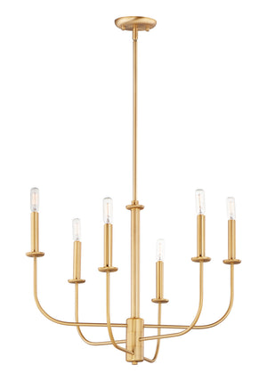 Maxim - 10326SBR - Six Light Chandelier - Wesley - Satin Brass