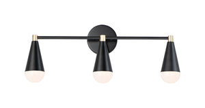 Maxim - 11263BKSBR - Three Light Bath Vanity - Lovell - Black / Satin Brass