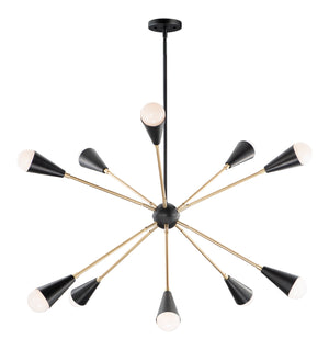 Maxim - 11268BKSBR - Ten Light Pendant - Lovell - Black / Satin Brass