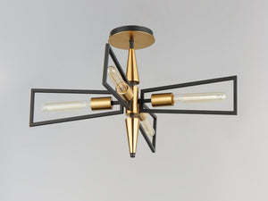 Maxim - 11650BKSBR - Four Light Flush Mount - Wings - Black / Satin Brass