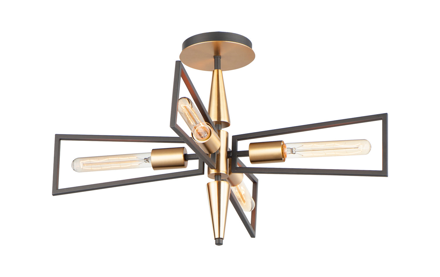 Maxim - 11650BKSBR - Four Light Flush Mount - Wings - Black / Satin Brass