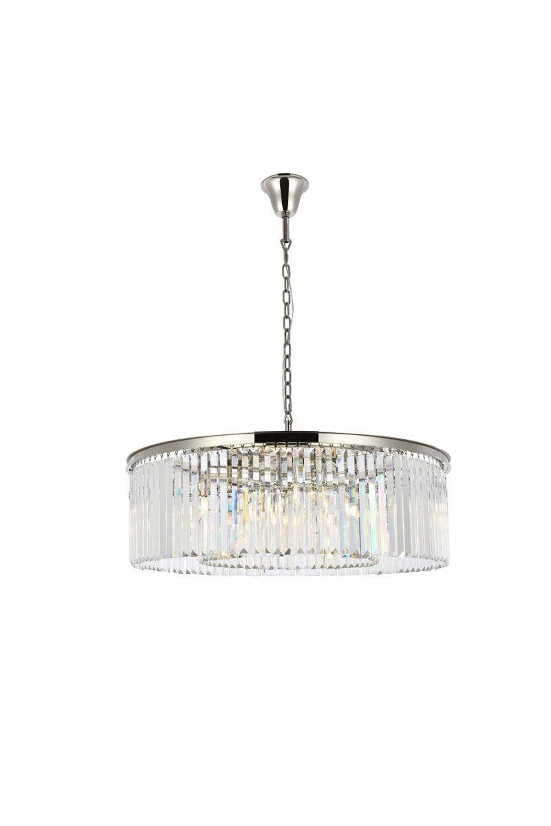 Elegant Lighting - 1238G43PN/RC - Ten Light Chandelier - Sydney - Polished Nickel