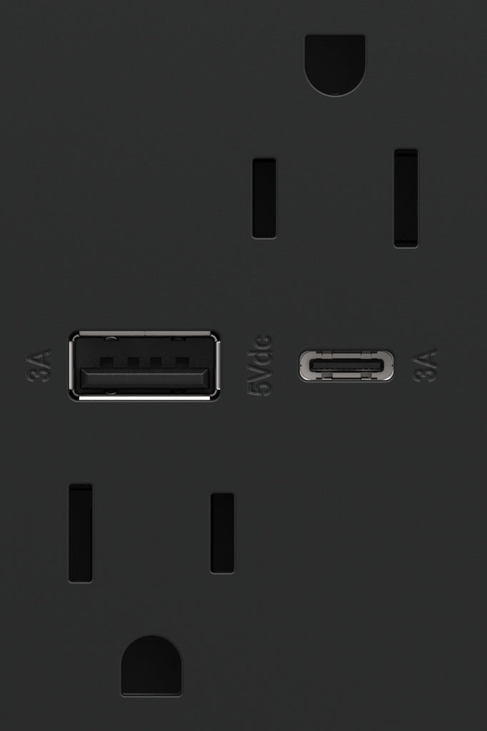 Legrand - ARTRUSB156ACG4 - 15A Tamper-Resistant Ultra-Fast USB Type-A/C Outlet - adorne - Graphite