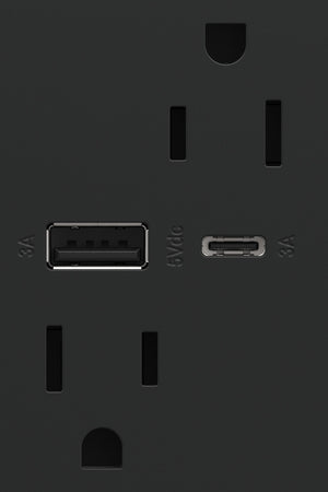 Legrand - ARTRUSB156ACG4 - 15A Tamper-Resistant Ultra-Fast USB Type-A/C Outlet - adorne - Graphite