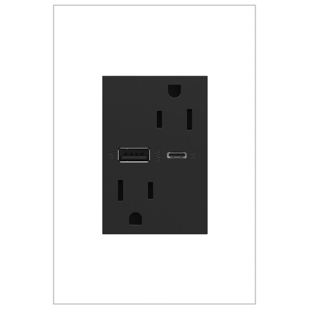 Legrand - ARTRUSB156ACG4 - 15A Tamper-Resistant Ultra-Fast USB Type-A/C Outlet - adorne - Graphite