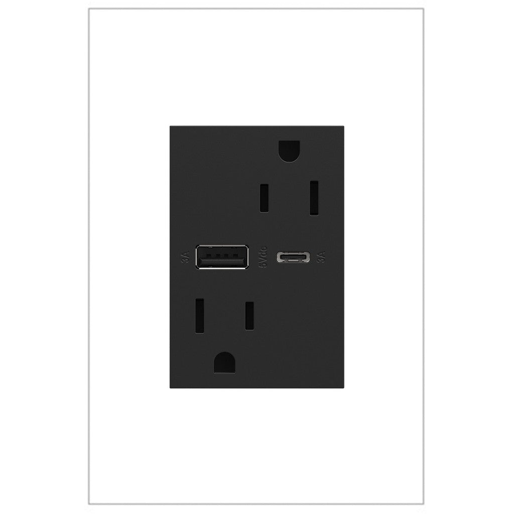 Legrand - ARTRUSB156ACG4 - 15A Tamper-Resistant Ultra-Fast USB Type-A/C Outlet - adorne - Graphite