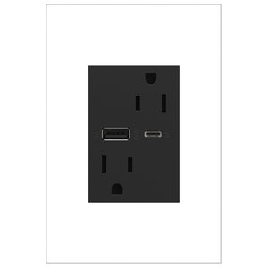 Legrand - ARTRUSB156ACG4 - 15A Tamper-Resistant Ultra-Fast USB Type-A/C Outlet - adorne - Graphite