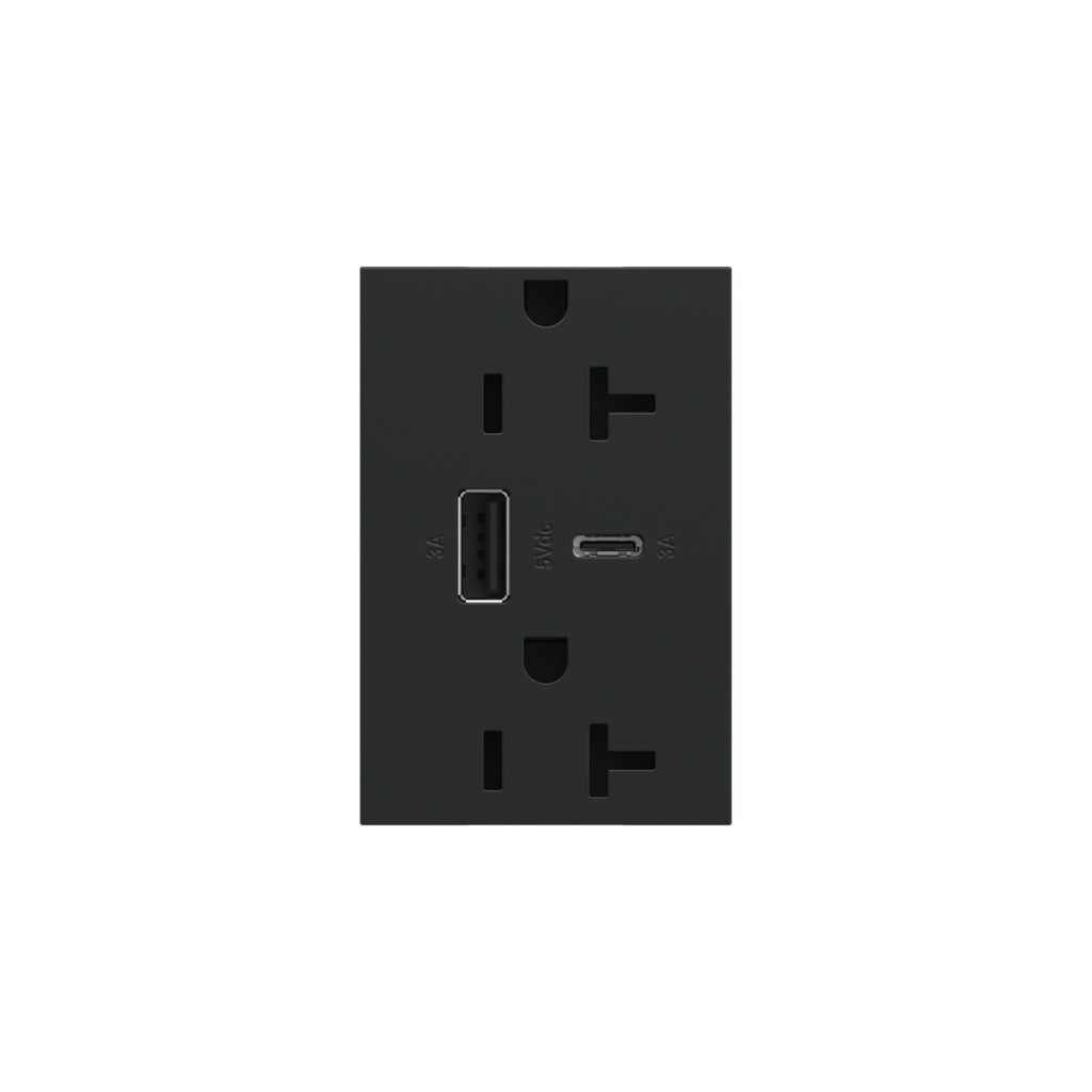 Legrand - ARTRUSB206ACG4 - 20A Tamper-Resistant Ultra-Fast USB Type-A/C Outlet - adorne - Graphite
