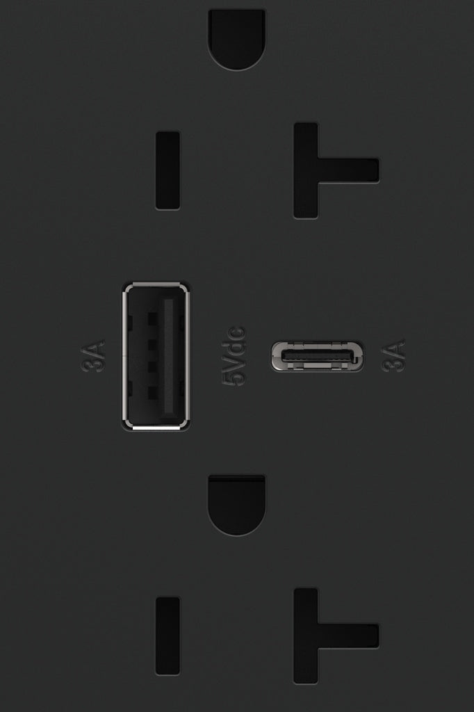 Legrand - ARTRUSB206ACG4 - 20A Tamper-Resistant Ultra-Fast USB Type-A/C Outlet - adorne - Graphite