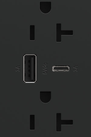Legrand - ARTRUSB206ACG4 - 20A Tamper-Resistant Ultra-Fast USB Type-A/C Outlet - adorne - Graphite