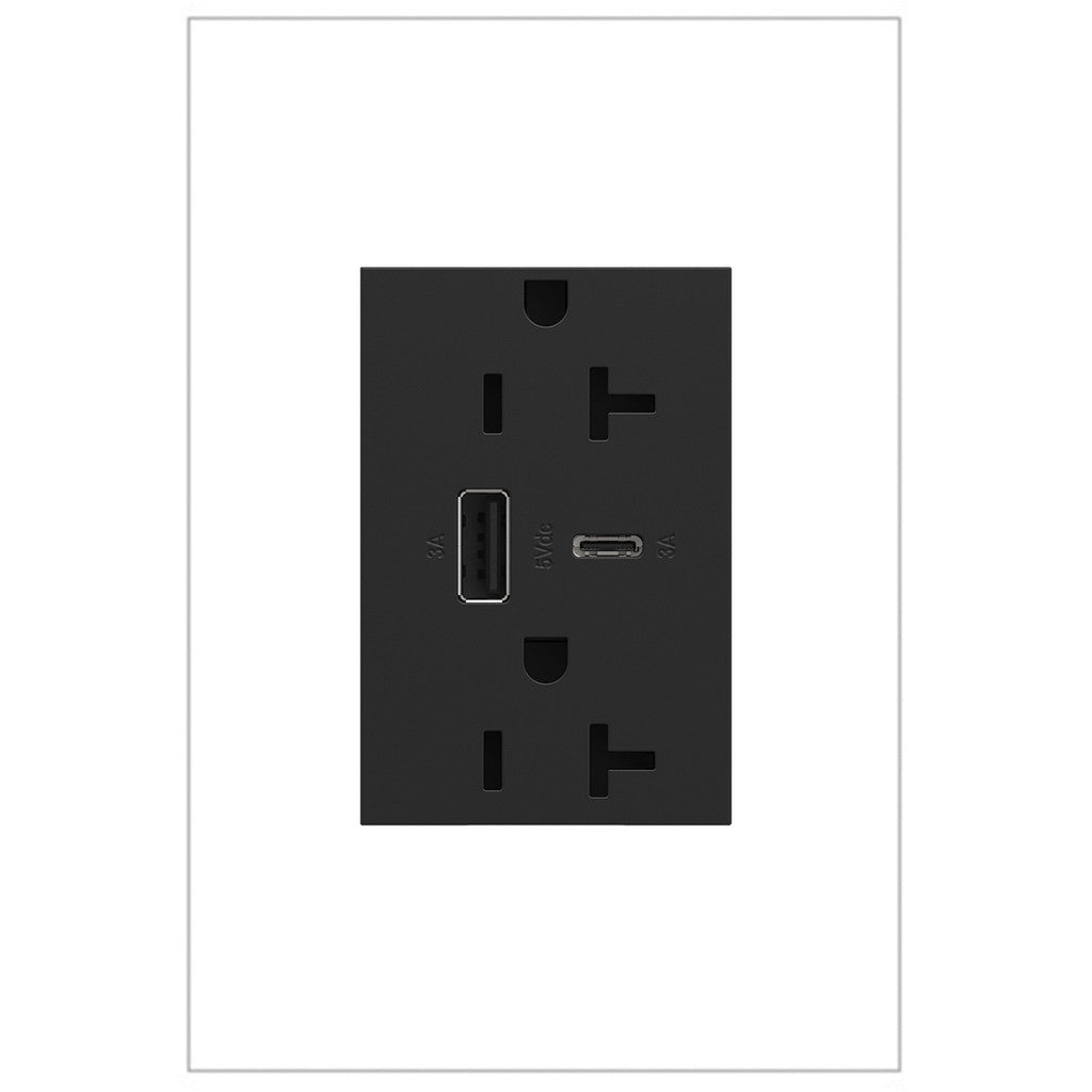 Legrand - ARTRUSB206ACG4 - 20A Tamper-Resistant Ultra-Fast USB Type-A/C Outlet - adorne - Graphite