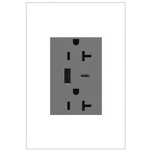 Legrand - ARTRUSB206ACM4 - 20A Tamper-Resistant Ultra-Fast USB Type-A/C Outlet - adorne - Magnesium