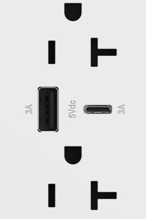 Legrand - ARTRUSB206ACW4 - 20A Tamper-Resistant Ultra-Fast USB Type-A/C Outlet - adorne - White