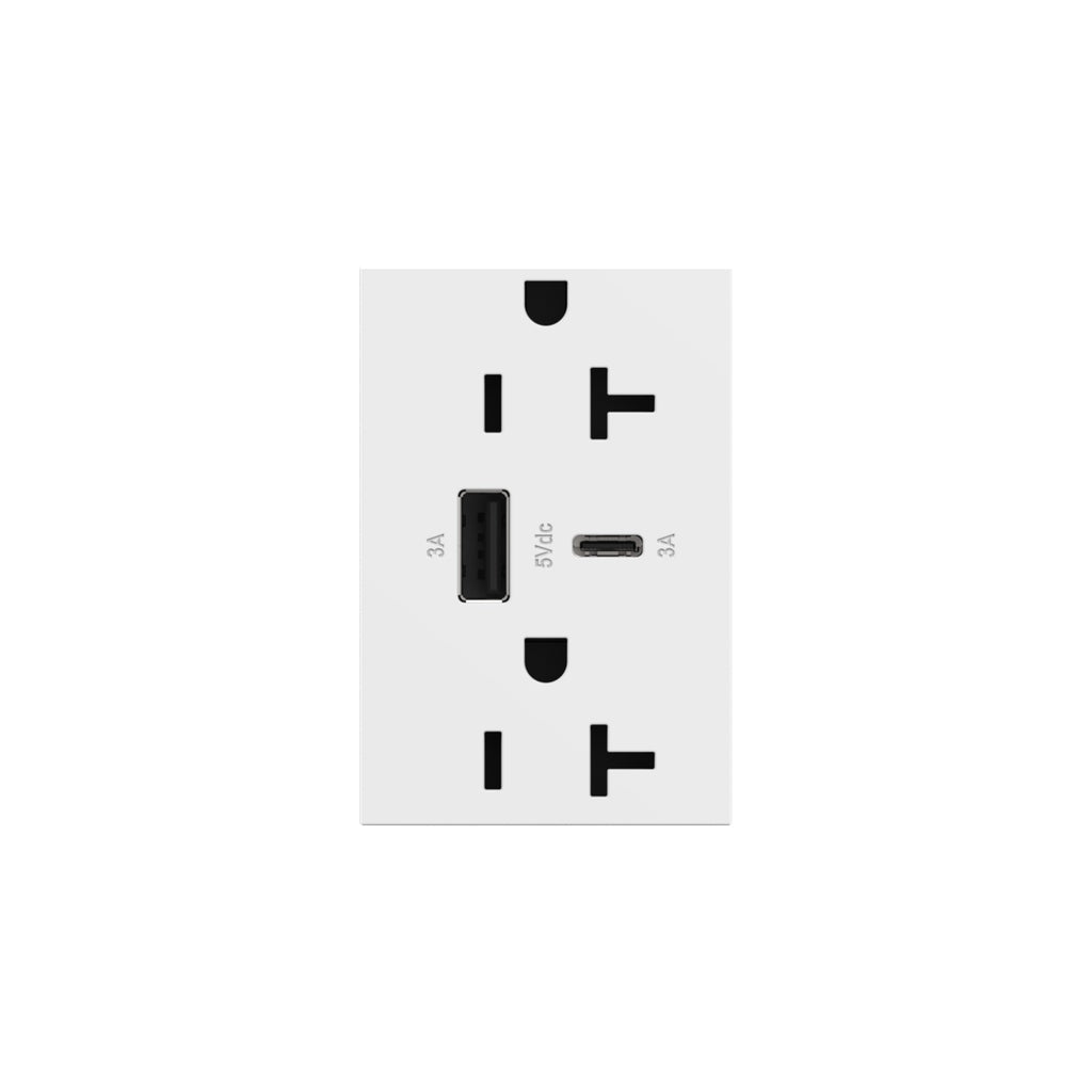 Legrand - ARTRUSB206ACW4 - 20A Tamper-Resistant Ultra-Fast USB Type-A/C Outlet - adorne - White