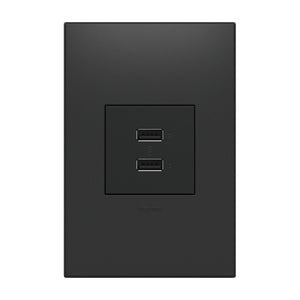 Legrand - ARUSB2AA6G4 - Usb Outlet, 2 Module, A/A Usb Outlet - Adorne - Graphite