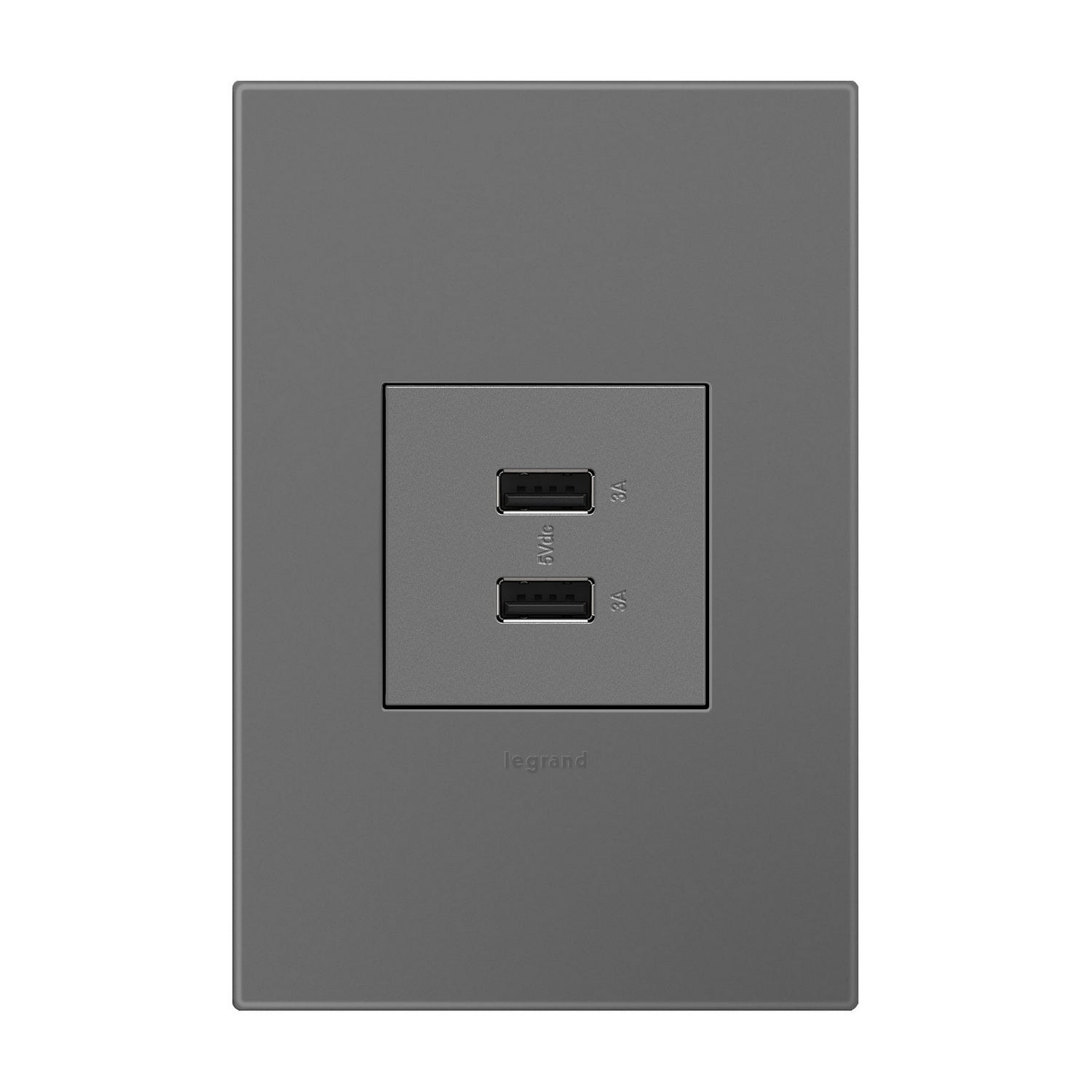 Legrand - ARUSB2AA6M4 - Usb Outlet, 2 Module, A/A Usb Outlet - Adorne - Magnesium