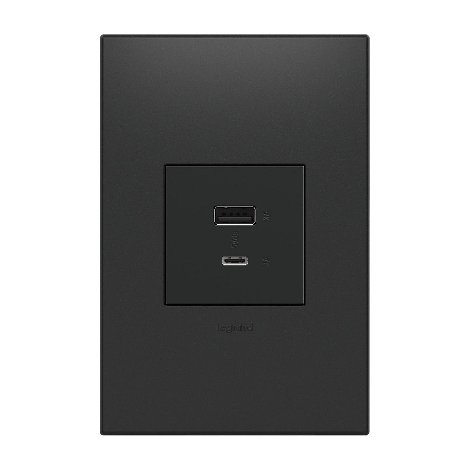 Legrand - ARUSB2AC6G4 - Usb, Hybrid, Outlet, A/C Usb Outlet - Adorne - Graphite