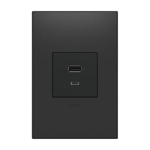 Legrand - ARUSB2AC6G4 - Usb, Hybrid, Outlet, A/C Usb Outlet - Adorne - Graphite