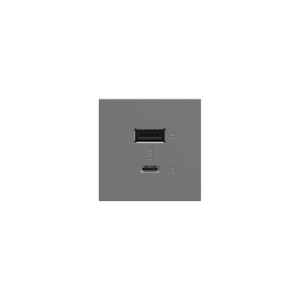 Legrand - ARUSB2AC6M4 - Ultra-Fast USB Type-A/C Outlet Module - adorne - Magnesium