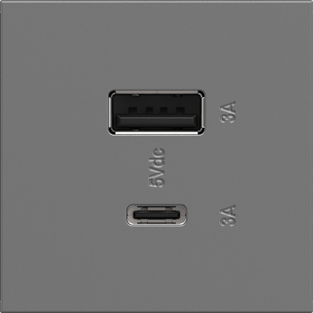 Legrand - ARUSB2AC6M4 - Ultra-Fast USB Type-A/C Outlet Module - adorne - Magnesium