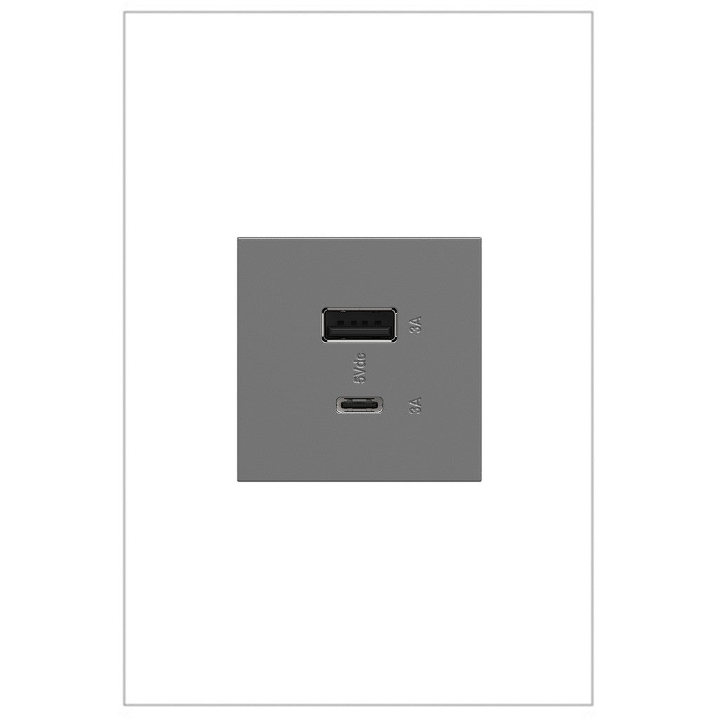 Legrand - ARUSB2AC6M4 - Ultra-Fast USB Type-A/C Outlet Module - adorne - Magnesium