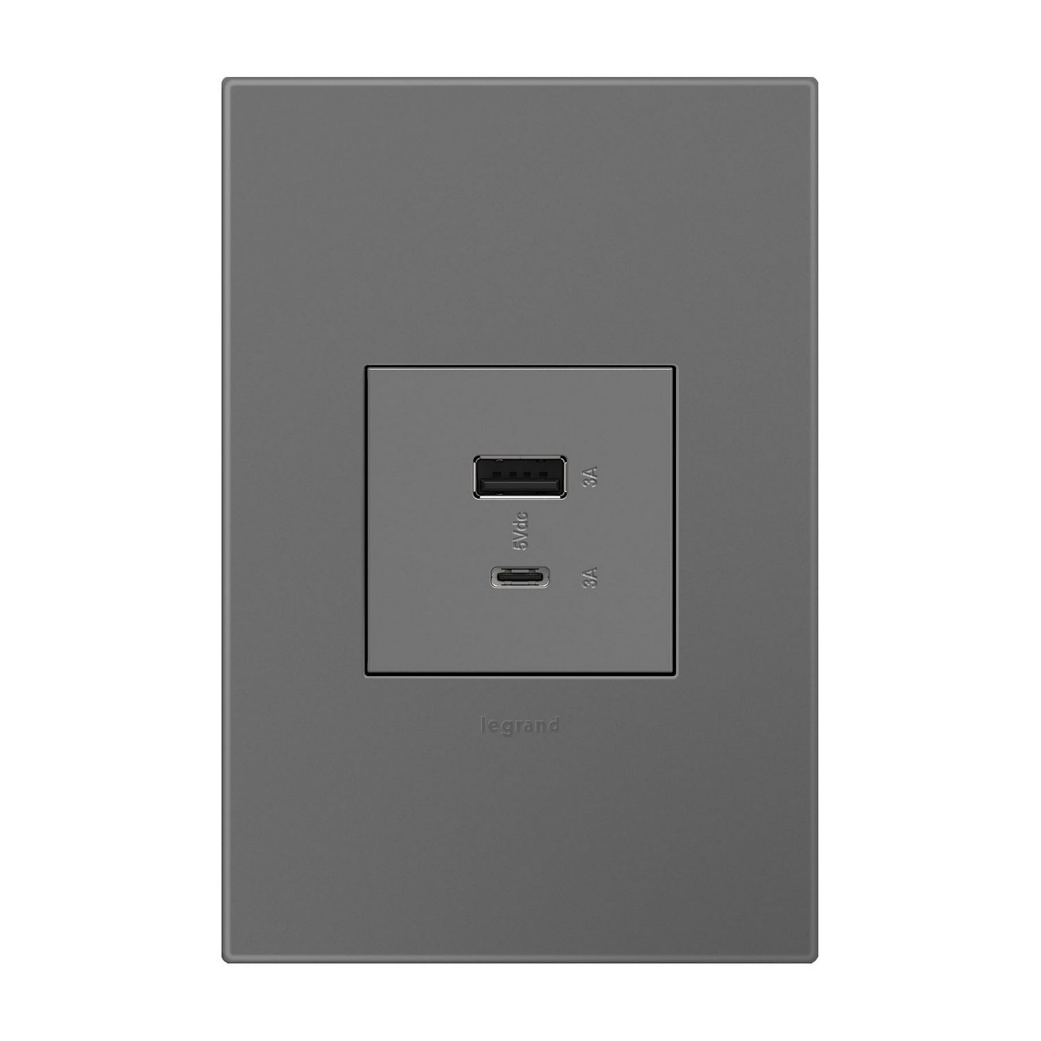 Legrand - ARUSB2AC6M4 - USB Type-A/C Outlet Module - Adorne - Magnesium