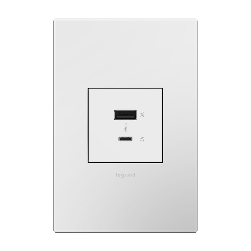 Legrand - ARUSB2AC6W4 - Ultra-Fast USB Type-A/C Outlet Module - adorne - White