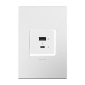 Legrand - ARUSB2AC6W4 - Usb, Hybrid, Outlet, A/C Usb Outlet - Adorne - WHITE