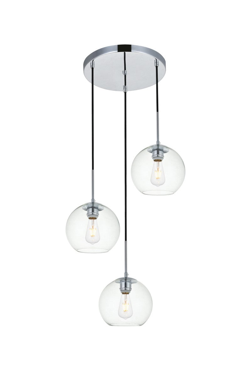 Elegant Lighting - LD2208C - Three Light Pendant - BAXTER - Chrome And Clear