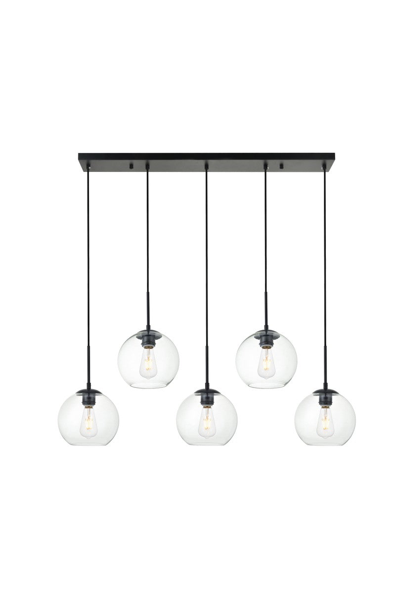 Elegant Lighting - LD2228BK - Five Light Pendant - BAXTER - Black And Clear