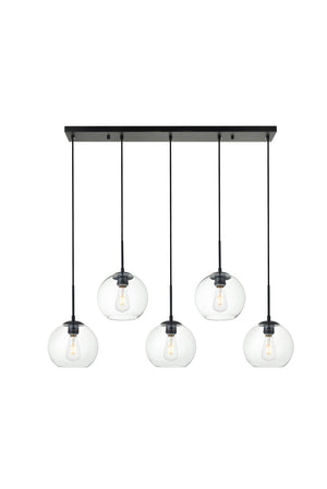 Elegant Lighting - LD2228BK - Five Light Pendant - BAXTER - Black And Clear