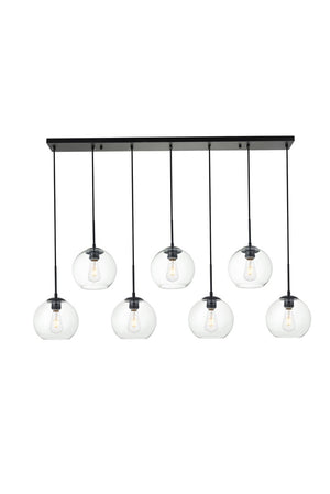 Elegant Lighting - LD2230BK - Seven Light Pendant - BAXTER - Black And Clear