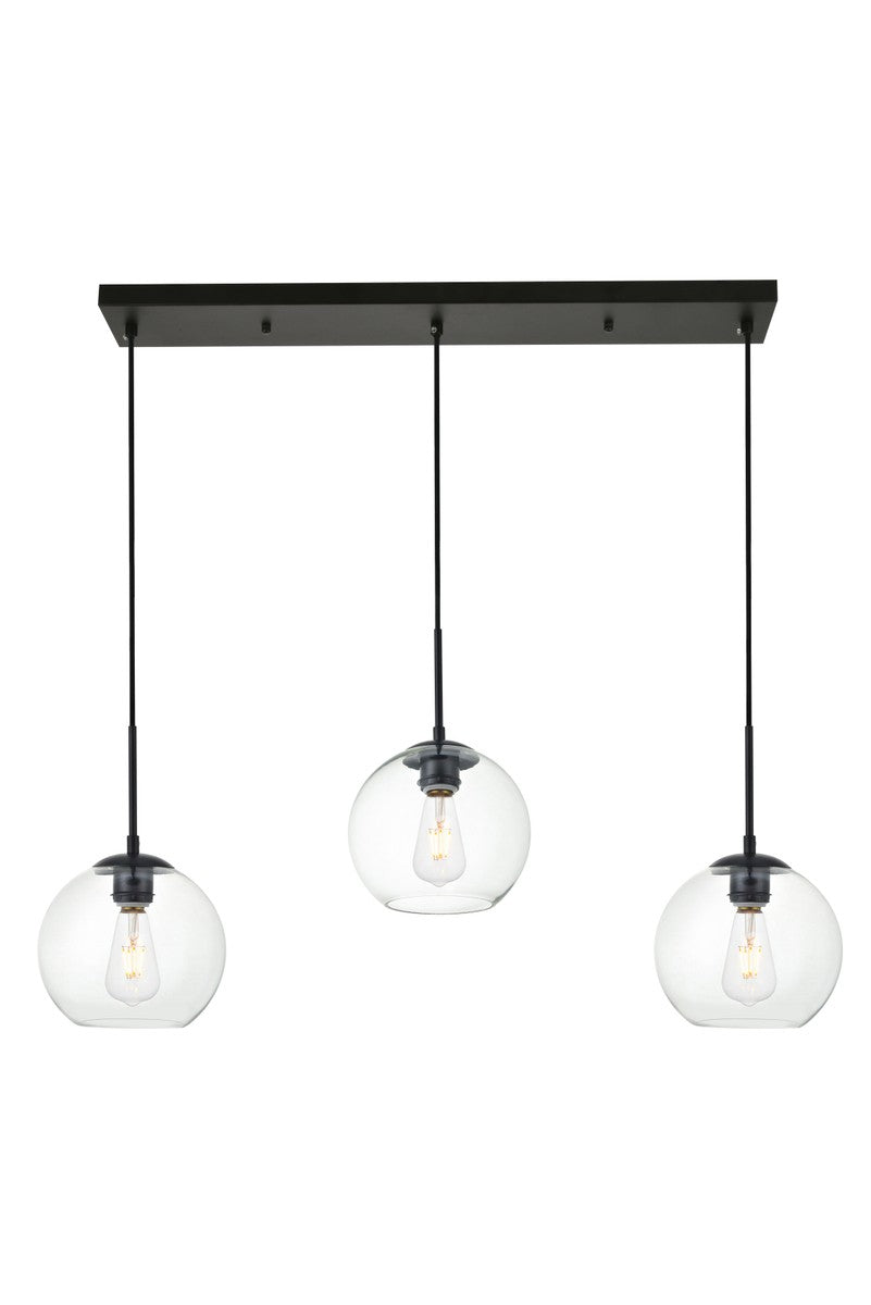 Elegant Lighting - LD2236BK - Three Light Pendant - BAXTER - Black And Clear