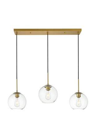 Elegant Lighting - LD2236BR - Three Light Pendant - BAXTER - Brass And Clear