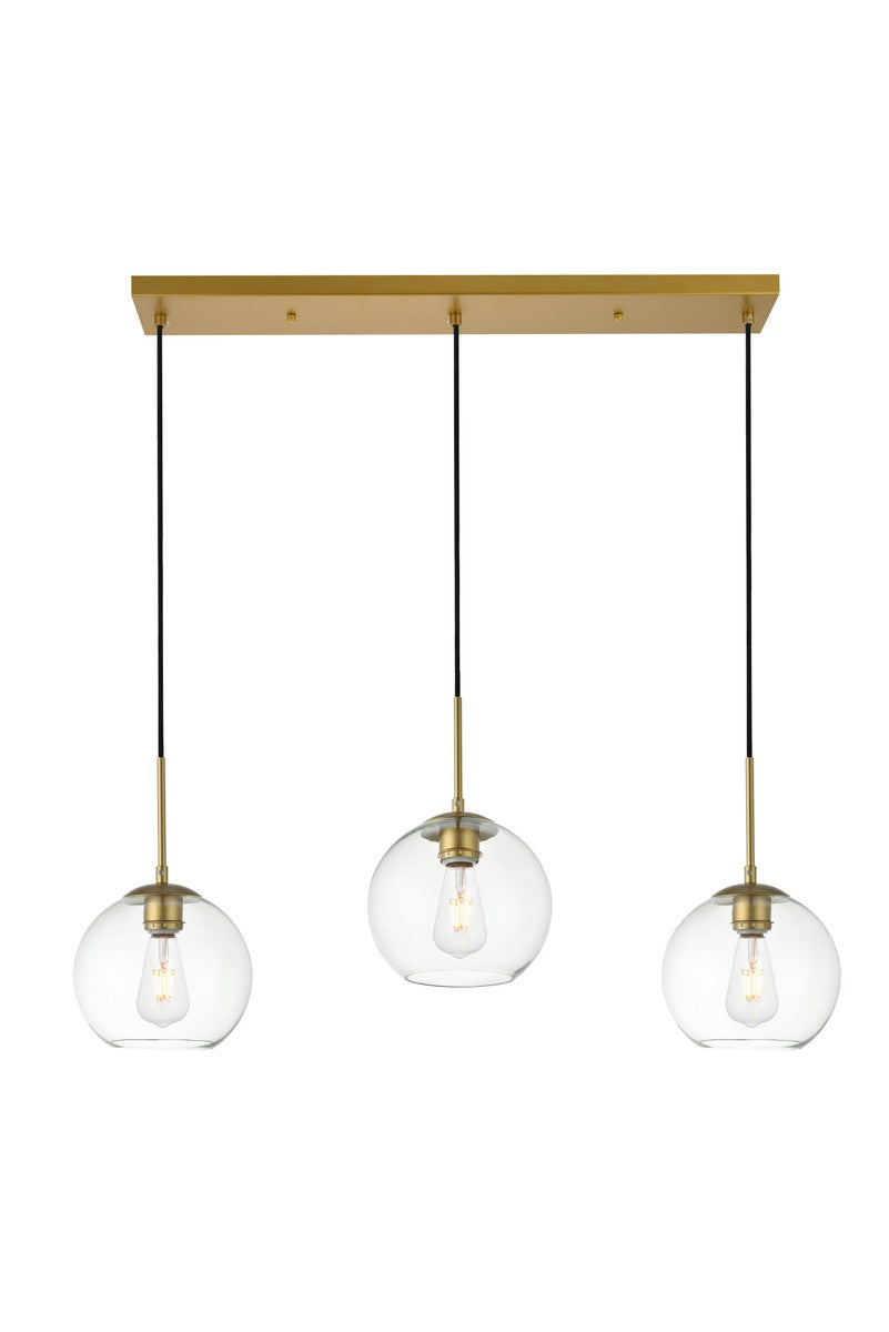 Elegant Lighting - LD2236BR - Three Light Pendant - BAXTER - Brass And Clear