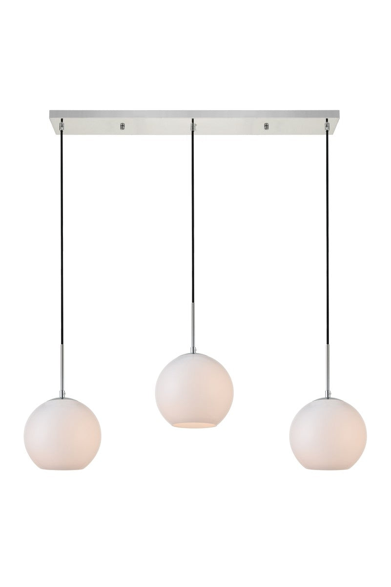 Elegant Lighting - LD2237C - Three Light Pendant - BAXTER - Chrome And Frosted White