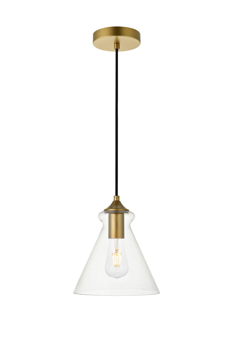 Elegant Lighting - LD2244BR - One Light Pendant - DESTRY - Brass And Clear