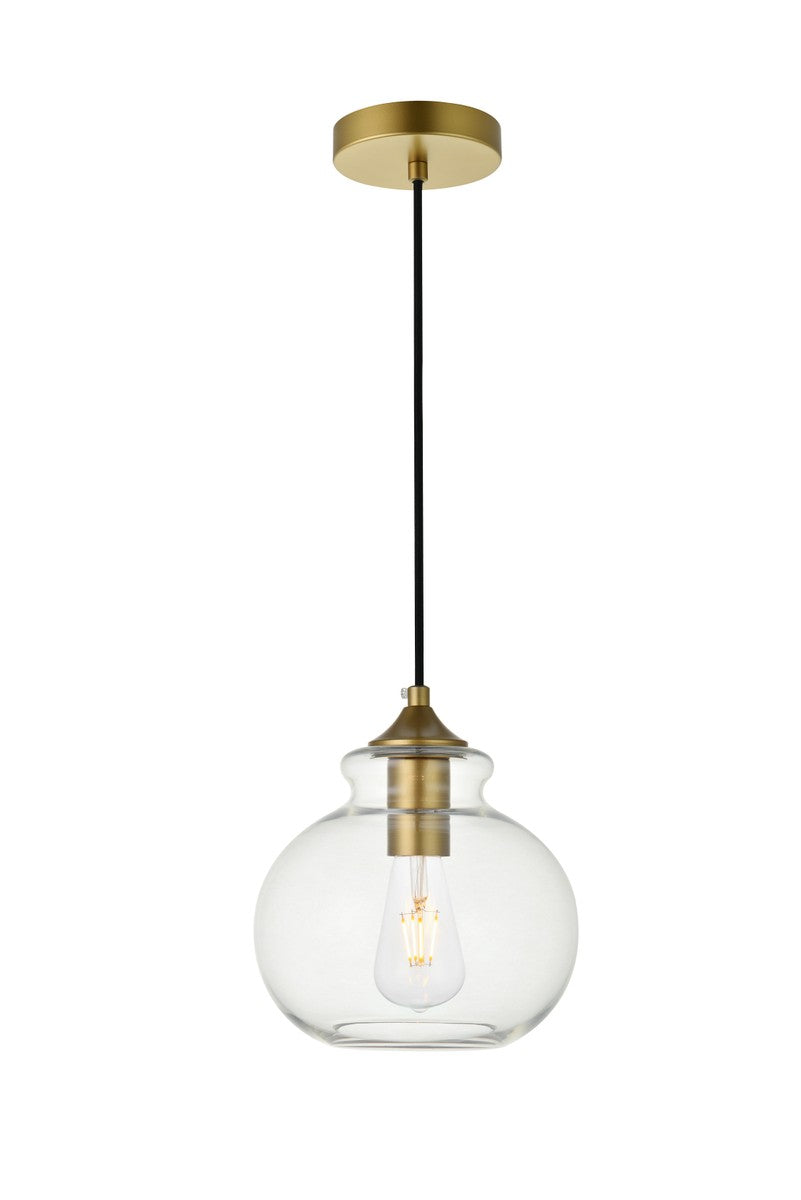 Elegant Lighting - LD2245BR - One Light Pendant - DESTRY - Brass And Clear