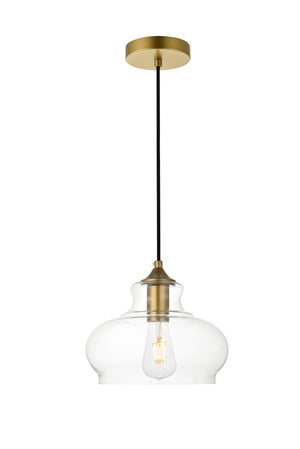 Elegant Lighting - LD2246BR - One Light Pendant - DESTRY - Brass And Clear