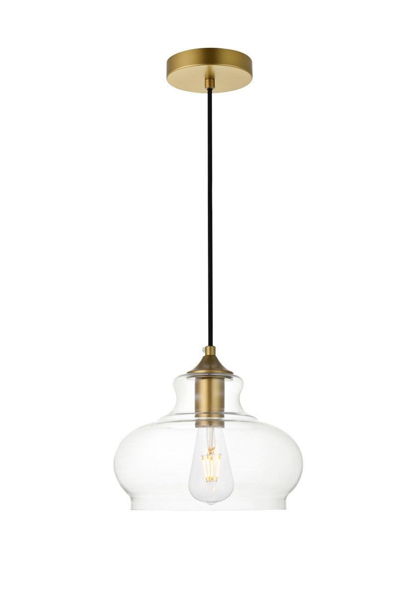 Elegant Lighting - LD2246BR - One Light Pendant - DESTRY - Brass And Clear