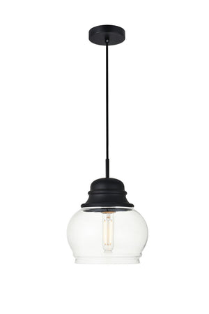 Elegant Lighting - LD2252BK - One Light Pendant - KENNA - Black And Clear