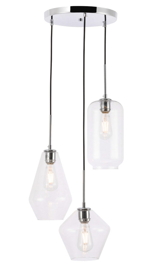Elegant Lighting - LD2268C - Three Light Pendant - Gene - Chrome and Clear glass